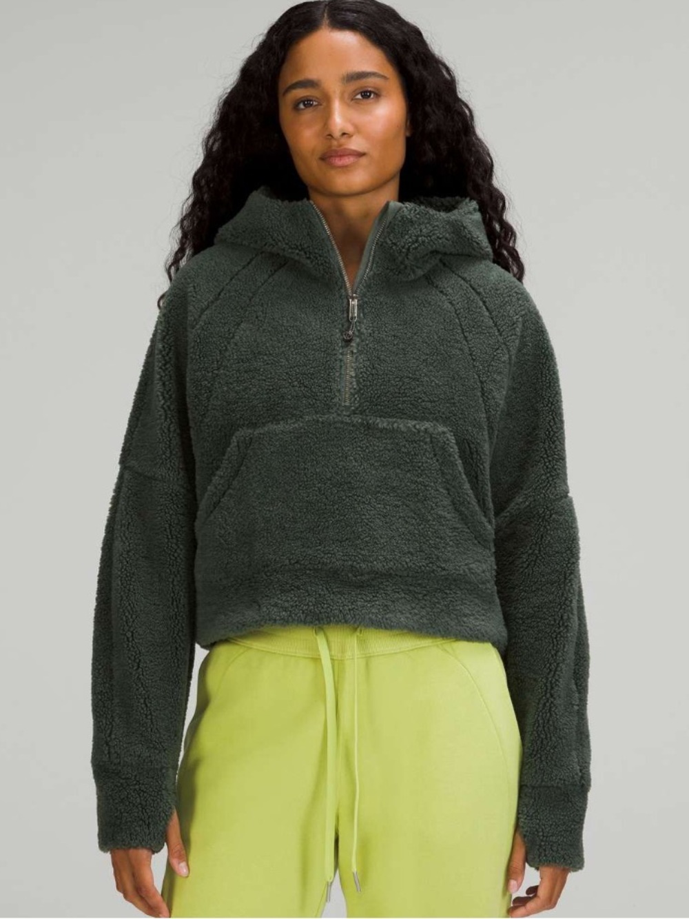 LULULEMON Scuba Oversized Half-Zip Fleece Hoodie Smoked Spruce Green Size XS/S